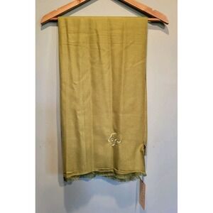 New Jayley Avocado Green Silk Cashmere Blend Rectangle Scarf Wrap Pashmina 75x25